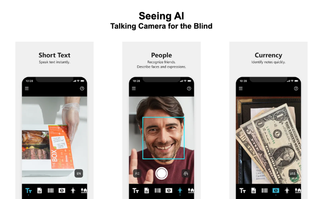 seeing ai speak short text recognize people identify notes