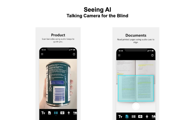 seeing ai scan barcode using audio beeps and read documents pages using audio cues