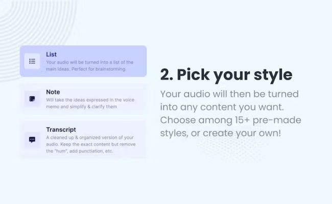 TalkNotes pick your style