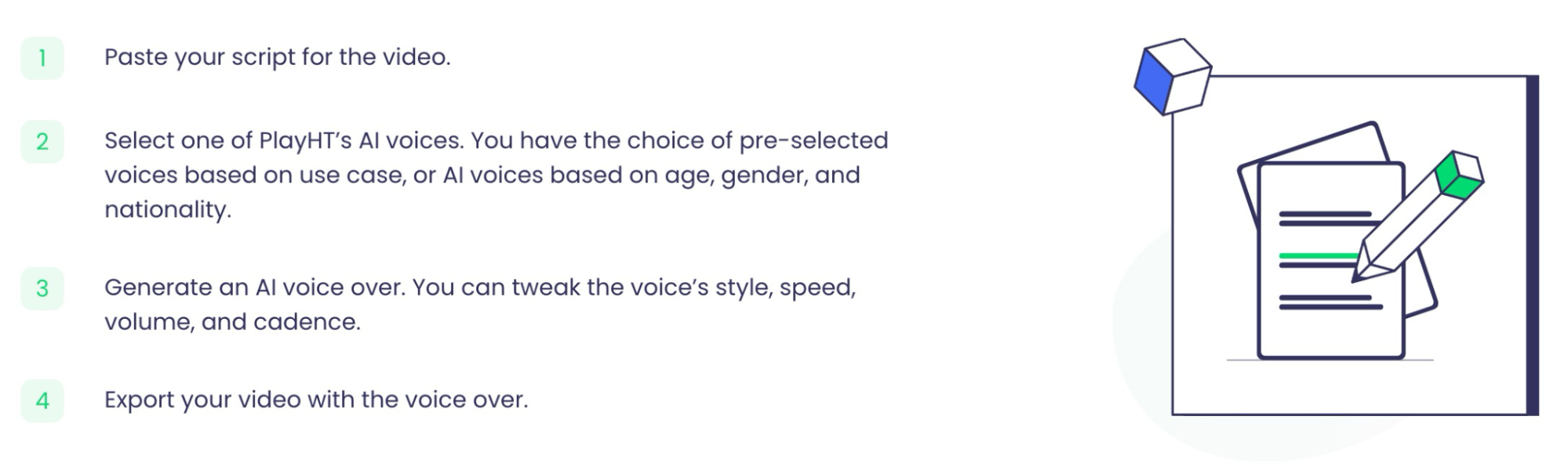 Steps to generate AI voices using PlayHT.
