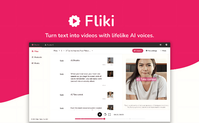 Fliki turn text into video with lifelike AI voices