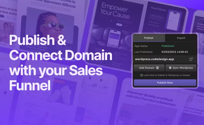 CodeDesign Publish and Connect Domain with your sales funnel