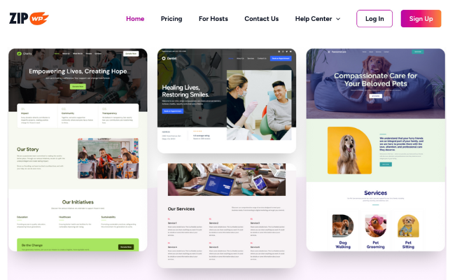 ZipWP Get variety of templates and styles for your site