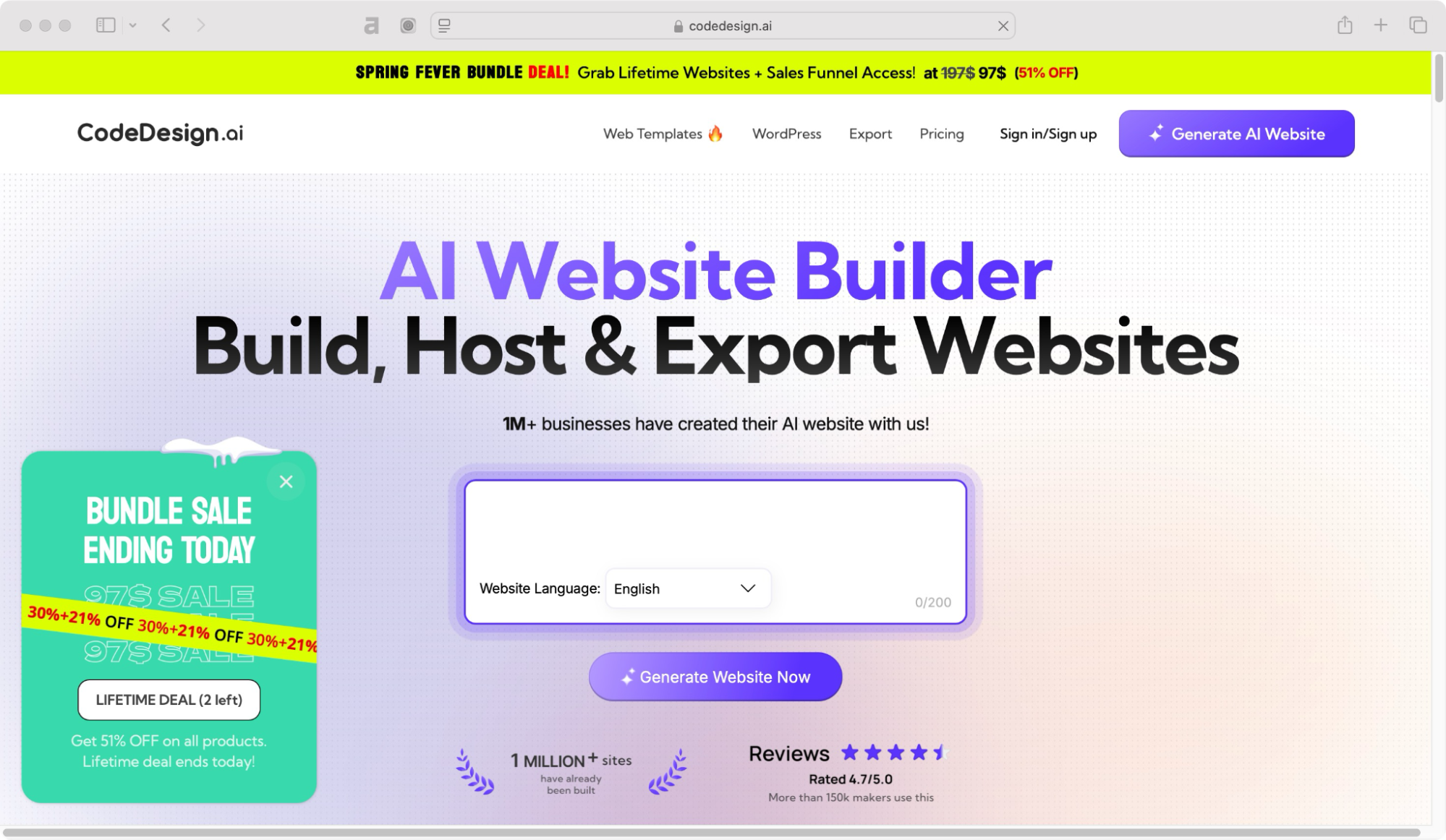 Codedesign homepage – best AI website builders.