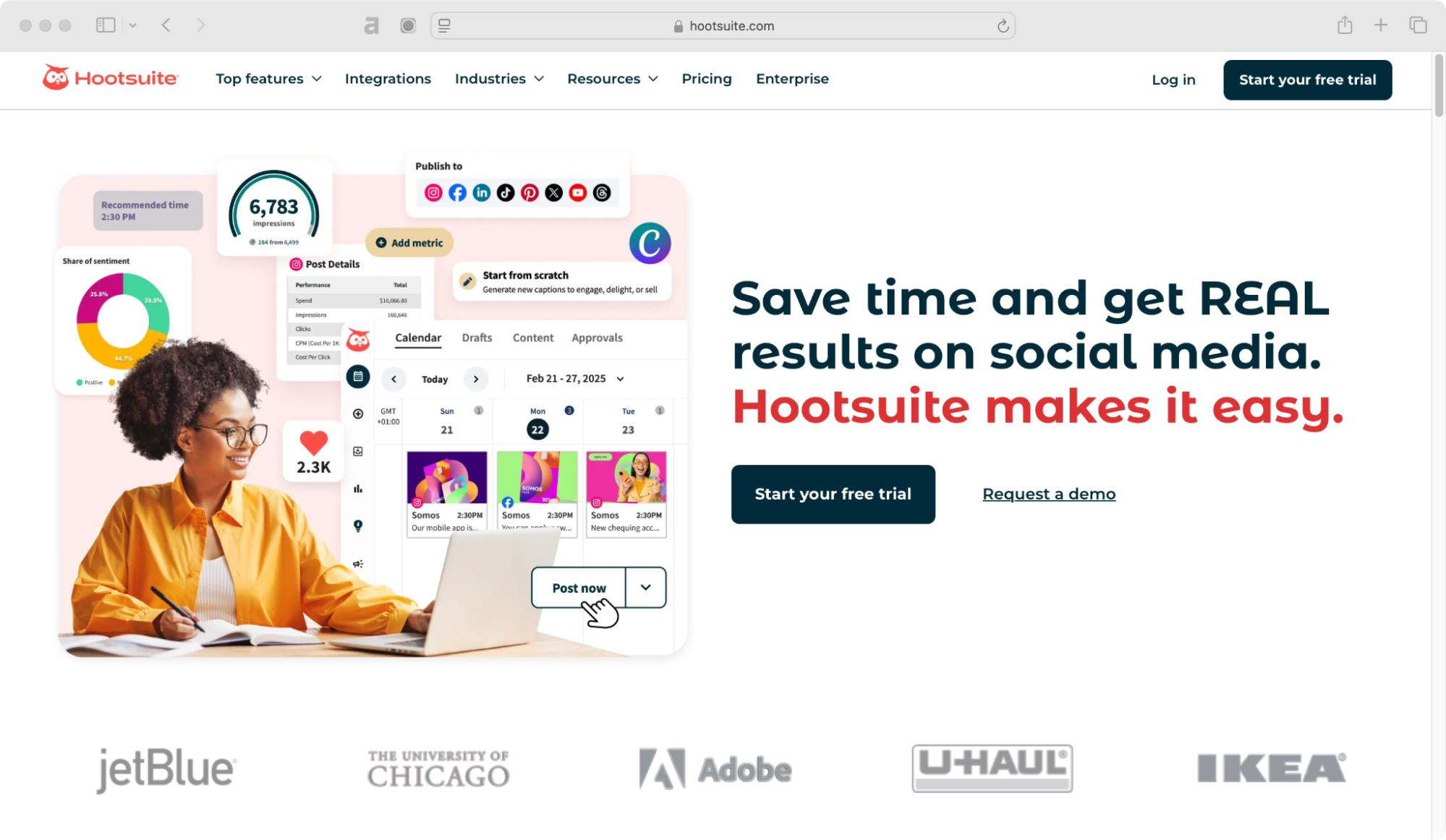 Hootsuite homepage best Taplio alternatives.