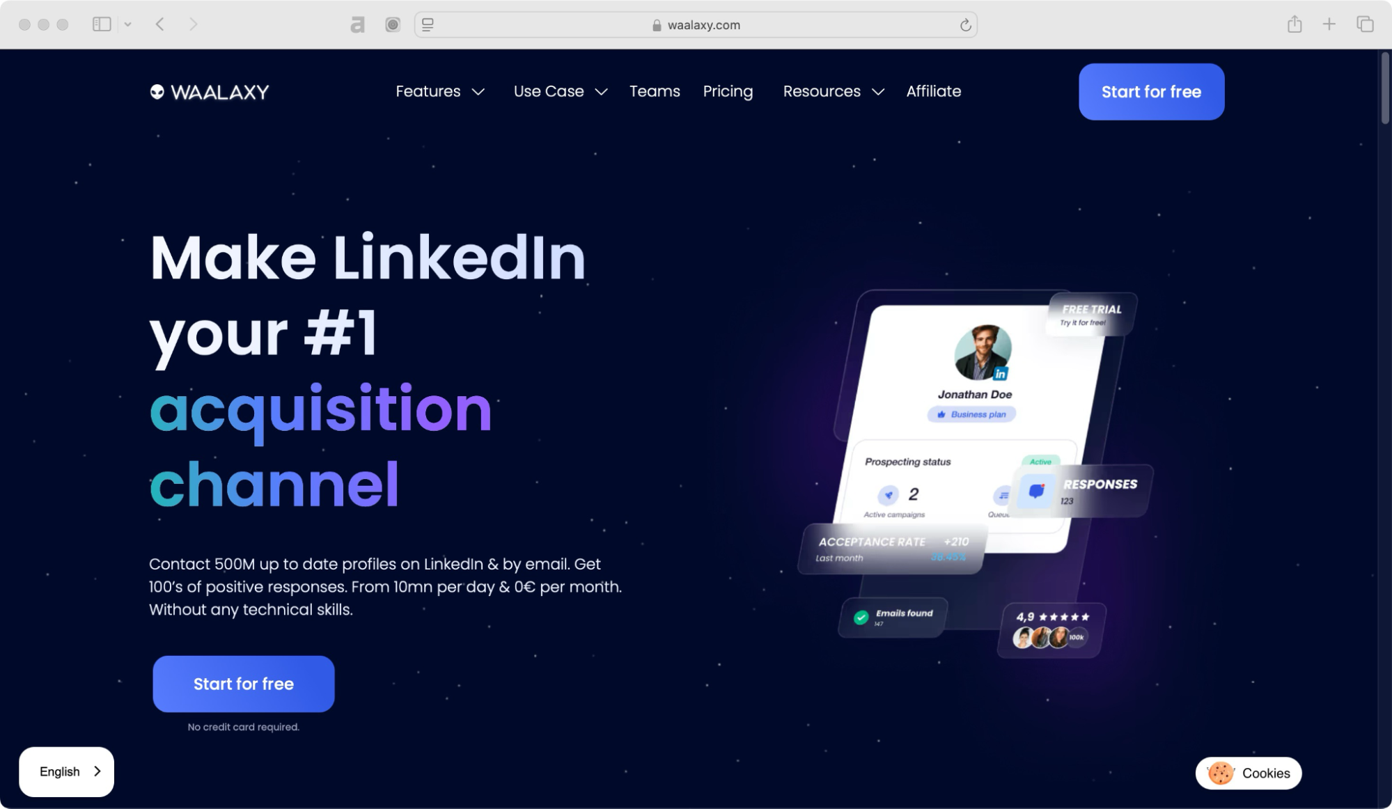 Waalaxy homepage Taplio alternatives.