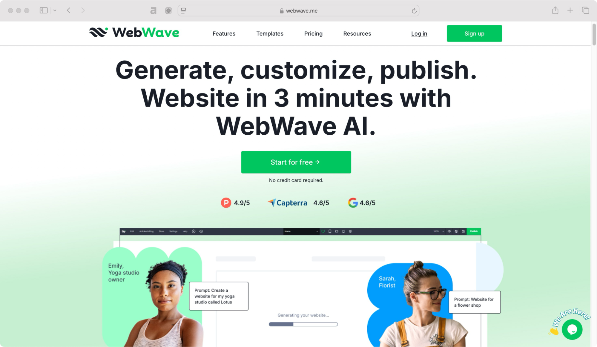 WebWave homepage – AI website maker.