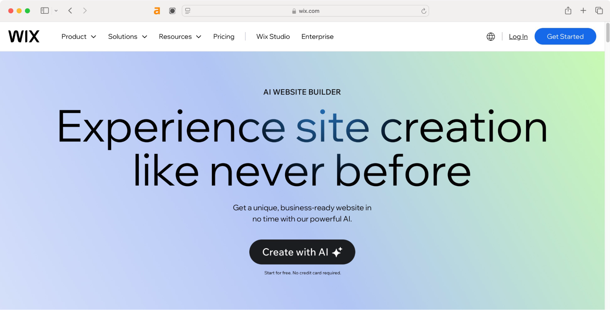 Wix AI website builder homepage — best AI website builders.