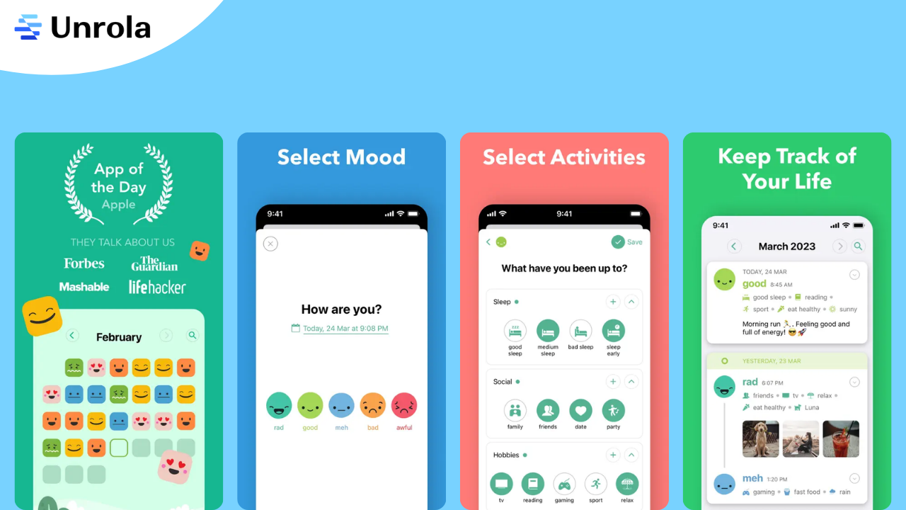 Daylio – an AI-powered journal, diary, and mood tracker.