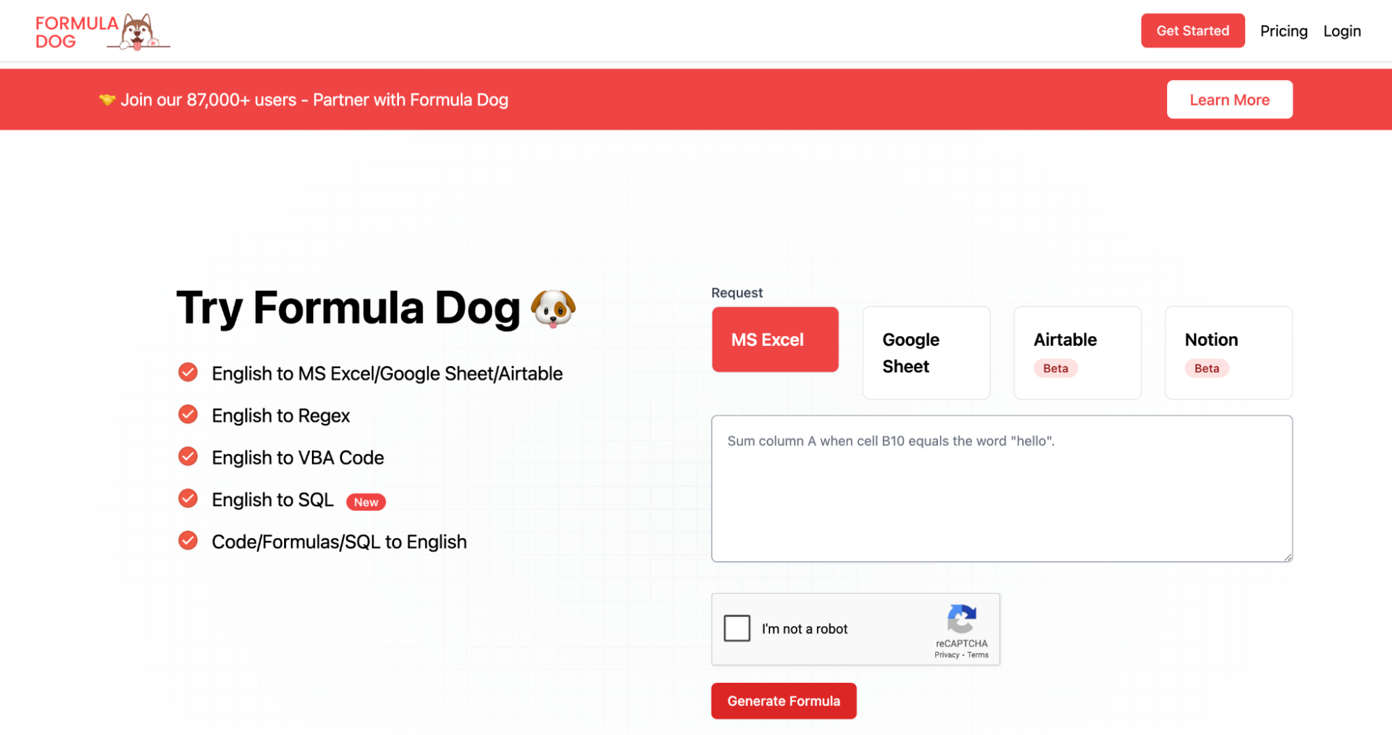 Formula Dog – AI Excel tools for smarter spreadsheets.