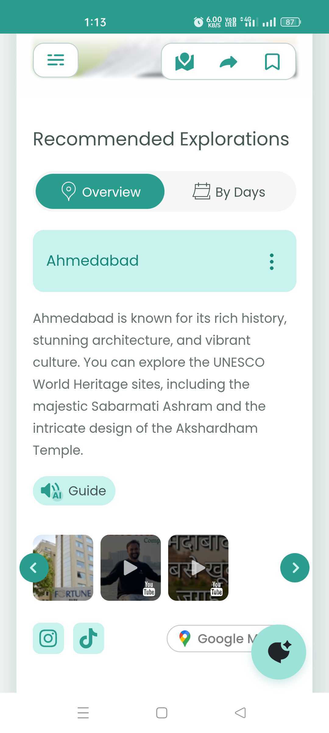 Let’s Trip AI app for travel planning interface 2.