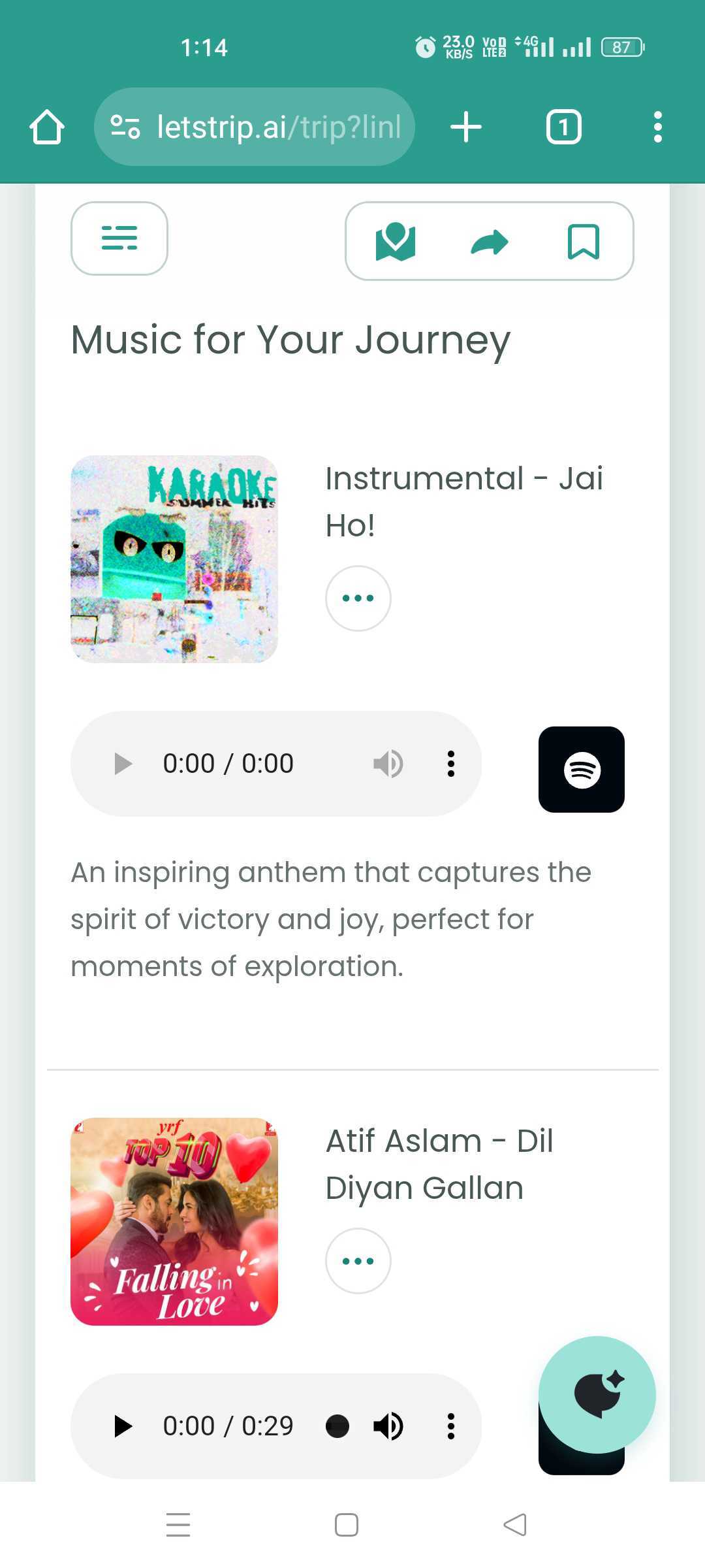 Let’s Trip AI app for travel planning interface 5.