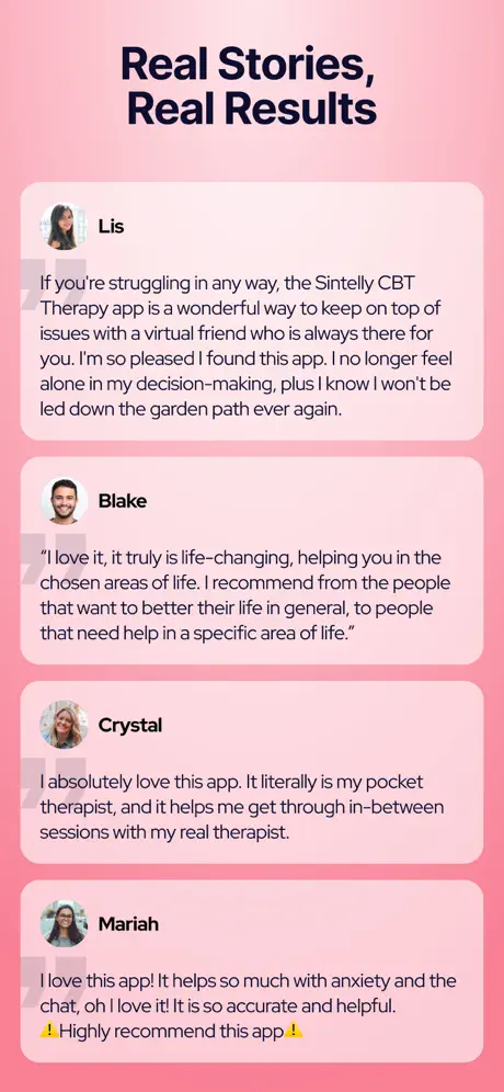Sintelly, a free AI therapist app 4.