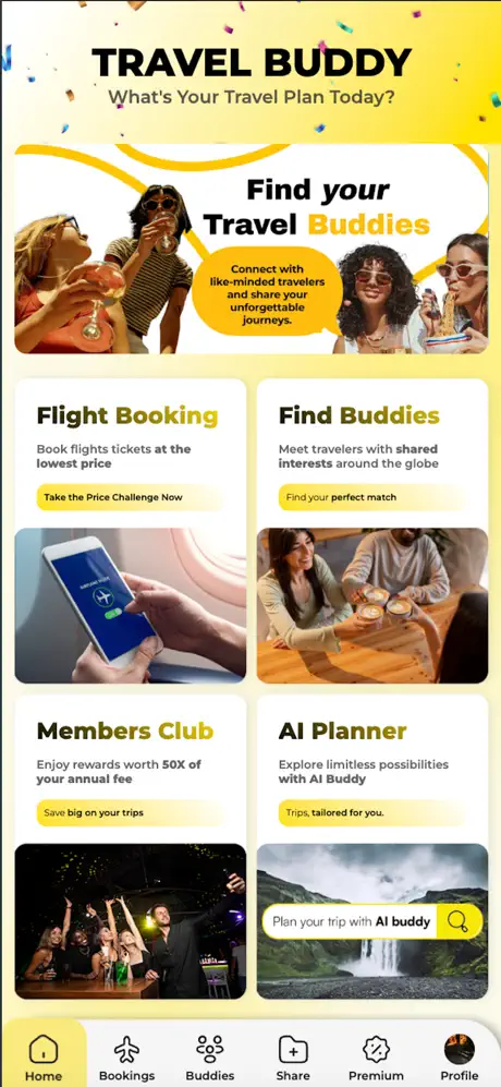 Travel Buddy AI app for trip planning interface 1.